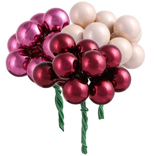 Floristik24 Mini Christmas balls on wire Berry Mix Ø20mm 140 pcs