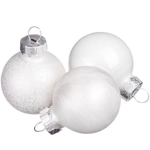 Floristik24 Mini Christmas balls in white winter decoration Ø3cm 22 pcs