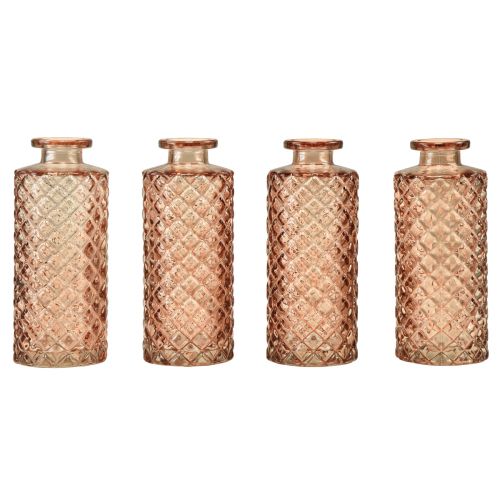 Mini glass vase diamond crystal look brown H13.5cm 4pcs