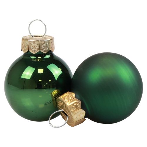 Mini Christmas balls glass green glossy/matt Ø2.5cm 20 pcs