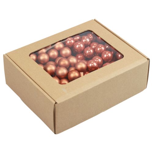 Product Mini Christmas balls on wire glass red orange 2.5cm 140pcs
