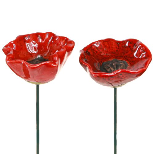 Poppy Ceramic Decoration Flower Plug Poppy Red 5cm 8 Pcs