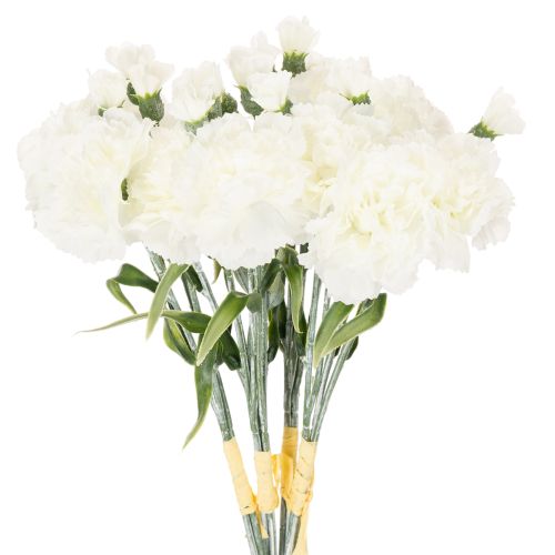 Product Artificial White Carnation Bouquet, 4 Bunches, Textile and Plastic, 40 cm