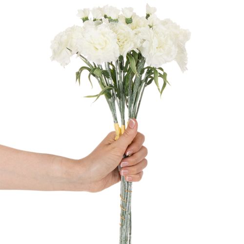 Product Artificial White Carnation Bouquet, 4 Bunches, Textile and Plastic, 40 cm