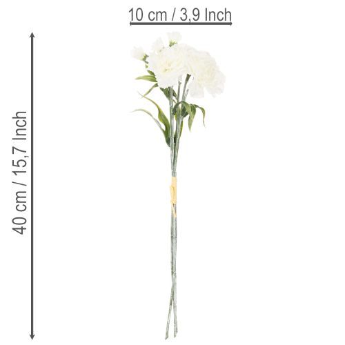 Product Artificial White Carnation Bouquet, 4 Bunches, Textile and Plastic, 40 cm