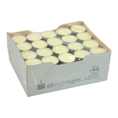 Product Night lights tea lights nightlights yellow aluminum burning time 8 hours 60 pieces