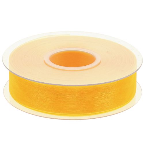 Product Organza ribbon gift ribbon yellow ribbon selvedge 25mm 50m