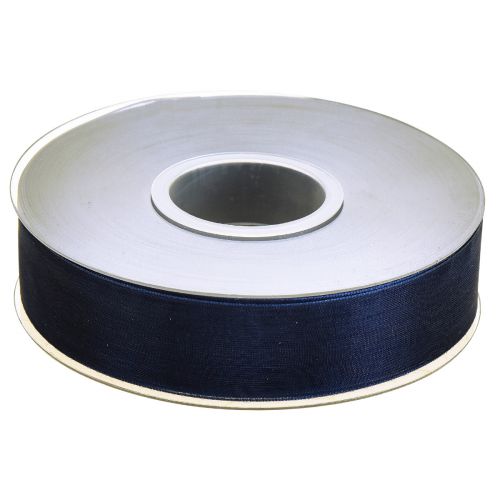 Product Organza ribbon gift ribbon dark blue ribbon blue selvage 25mm 50m