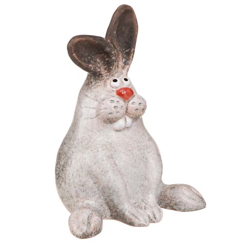 Easter Bunny Ceramic Rabbit Sitting Brown White 13x12x18cm