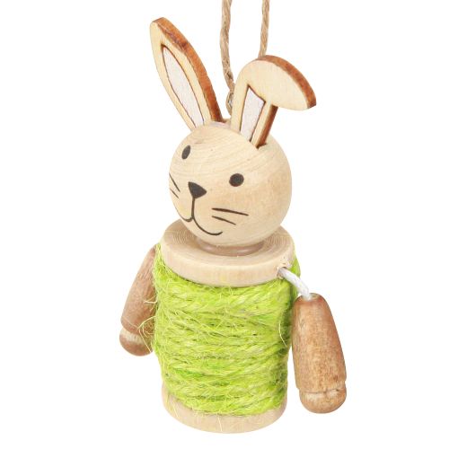 Product Easter bunnies for hanging Easter decoration wood jute H6.5cm 9 pcs