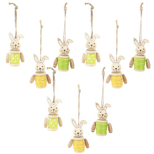 Product Easter bunnies for hanging Easter decoration wood jute H6.5cm 9 pcs