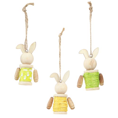 Product Easter bunnies for hanging Easter decoration wood jute H6.5cm 9 pcs