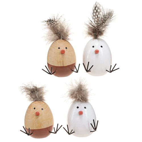 Easter chicks chicks Easter egg feathers white natural H9cm 4 pcs