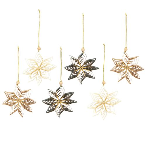 Product Paper Stars Christmas Tree Decoration White Brown Green 10cm 6 Pcs