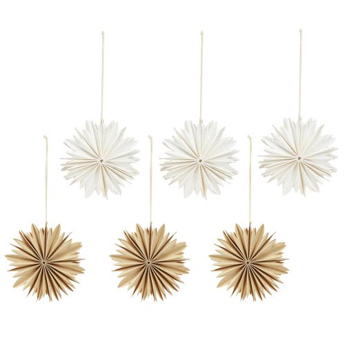 Product Paper Stars for Hanging Tree Decoration White Natural 16cm 6 Pcs