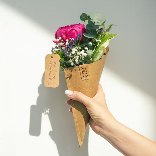 Product Paper bag for flowers flower bag leather look 10x20cm