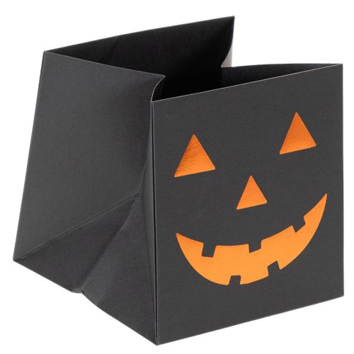 Product Pumpkin Face Paper Bags for Halloween Decoration, 10.5cm, Black and Orange, Set of 6