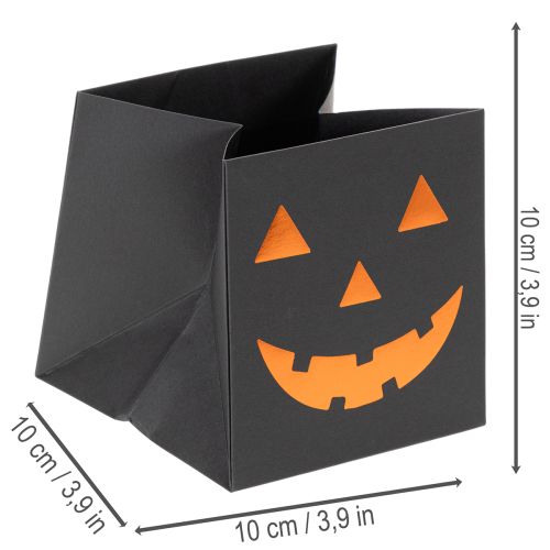 Product Pumpkin Face Paper Bags for Halloween Decoration, 10.5cm, Black and Orange, Set of 6