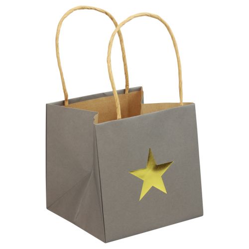 Product Paper bags with star and handle gray assorted 10.5×10.5cm 9pcs
