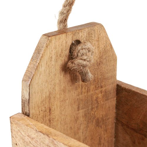 Product Planter Wooden with Handle Square Natural Jute 27x12x17cm