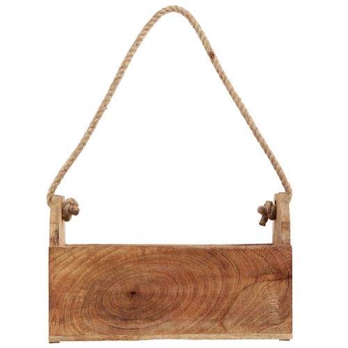 Product Planter Wooden with Handle Square Natural Jute 27x12x17cm