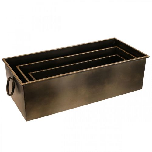 Product Flower box metal planter brass 59/53/47cm set of 3