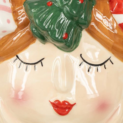 Product Plant head ceramic girl decorative planter Christmas H17cm