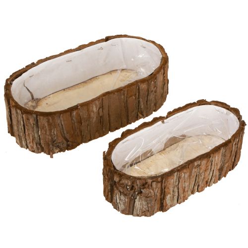 Product Plant bowl oval bark natural 30.5×15cm / 24×11cm set of 2