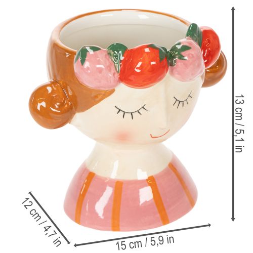 Product Flower pot Sleeping girl with strawberries Spring décor for living room 13cm