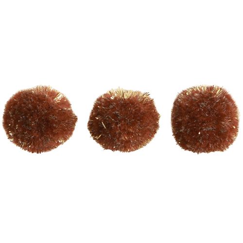 Product Pompoms with Glitter Brown 2.5cm Pompoms 2 Bags – 24pcs