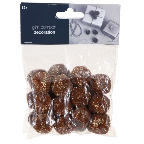 Product Pompoms with Glitter Brown 2.5cm Pompoms 2 Bags – 24pcs