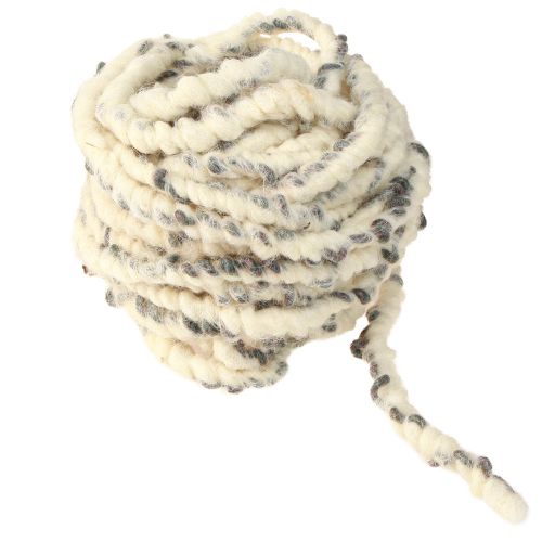 RAW Cord Sheep&#39;s Wool and Jute Wool Cord Felt White Grey 10m