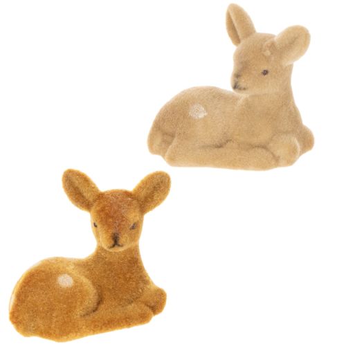 Product Deko Figur Set Lying Fawns 8cm, 6pcs, Brown Tones, Plastic, Indoor Decoration