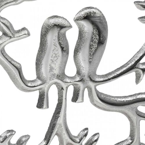 Product Table decoration spring, decorative ring bird deco silver H37.5cm