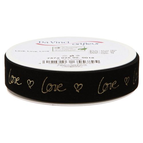 Product Velvet Ribbon Love Mourning Ribbon Hearts Black Gold 25mm 18m