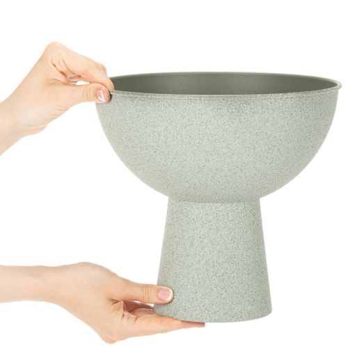 Product Metal Plant Bowl with Stand, 25cm, Green Granite Look
