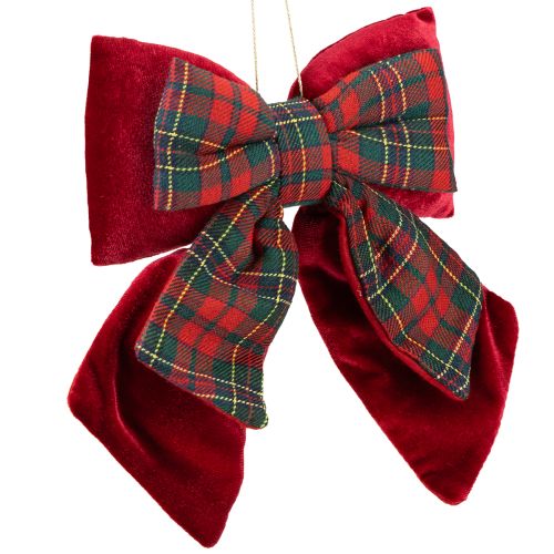 Product Red Scottish Plaid Velvet Bow Indoor 21×23cm