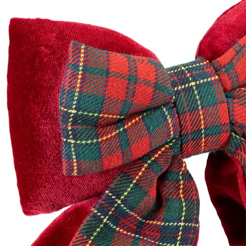 Product Red Scottish Plaid Velvet Bow Indoor 21×23cm