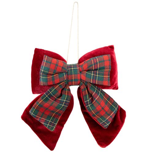 Product Red Scottish Plaid Velvet Bow Indoor 21×23cm