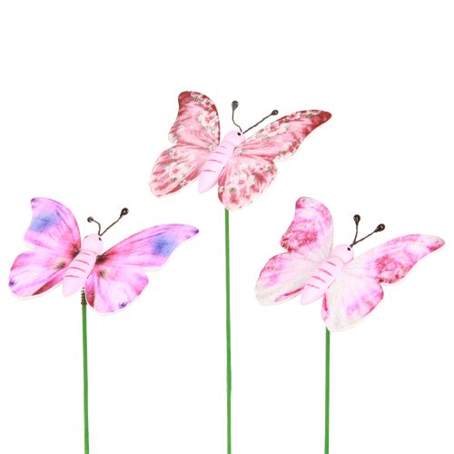 Butterfly Decoration Plug Wood Pink 8x5.5cm 18 pcs