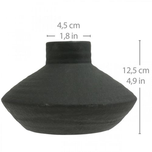 Product Black ceramic vase decorative vase flat bulbous H12.5cm