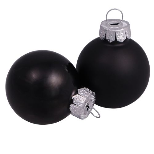 Black Christmas balls glass mini matt gloss Ø3cm 22 pcs