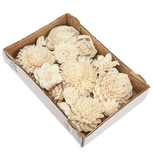 Product Sola Flowers Wood Wooden Flowers Decoration Mix Cream 6-11cm 12-15 Pcs