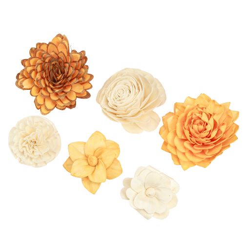 Floristik24 Sola Flowers Made of Wood Decorative Wooden Flowers Mix Orange 6-11cm 12-15 Pcs