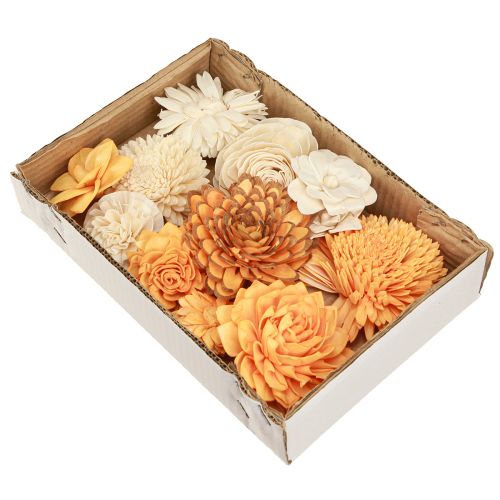 Product Sola Flowers Made of Wood Decorative Wooden Flowers Mix Orange 6-11cm 12-15 Pcs