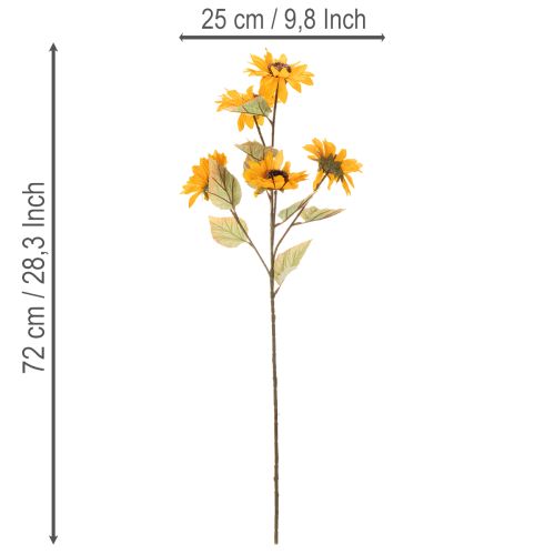 Product Artificial Sunflower Stems Set of 2 – 72cm, Yellow with Green Leaves, Indoor Decoration