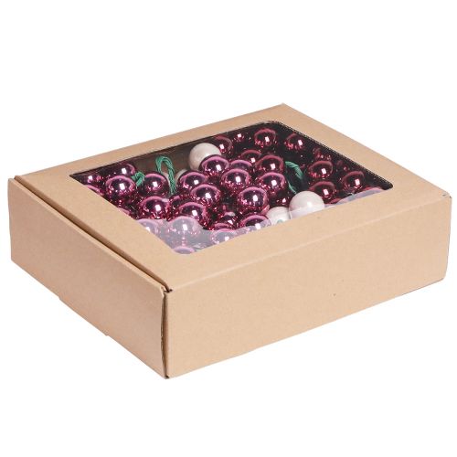 Product Mini baubles on wire Glass Berry Pink Beige Ø25mm 140pcs