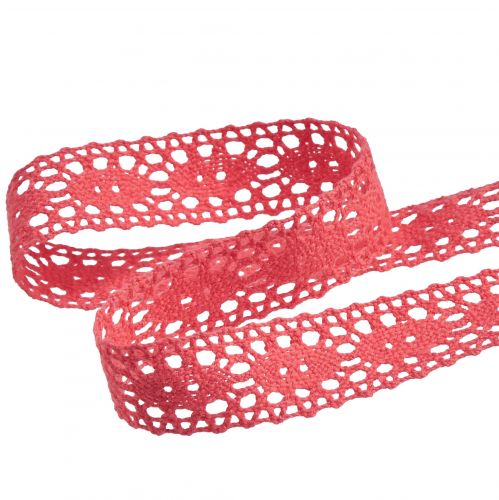 Product Lace ribbon gift ribbon pink coral 18mm 20m