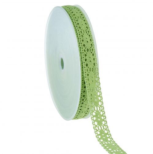 Lace ribbon decorative ribbon green W18mm 20m