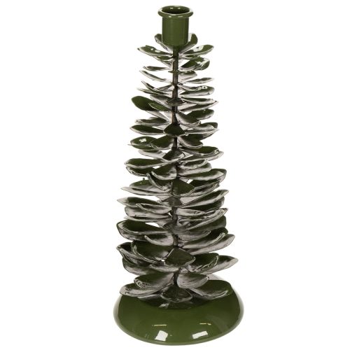 Product Candle Holder Tree-Shaped Green Metal Decoration 28cm Indoor Use